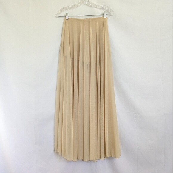 Akira Mesh Skirt Overlay Shorts Size S Tan Nude Ballet Dance Boho Black Label - Picture 2 of 15